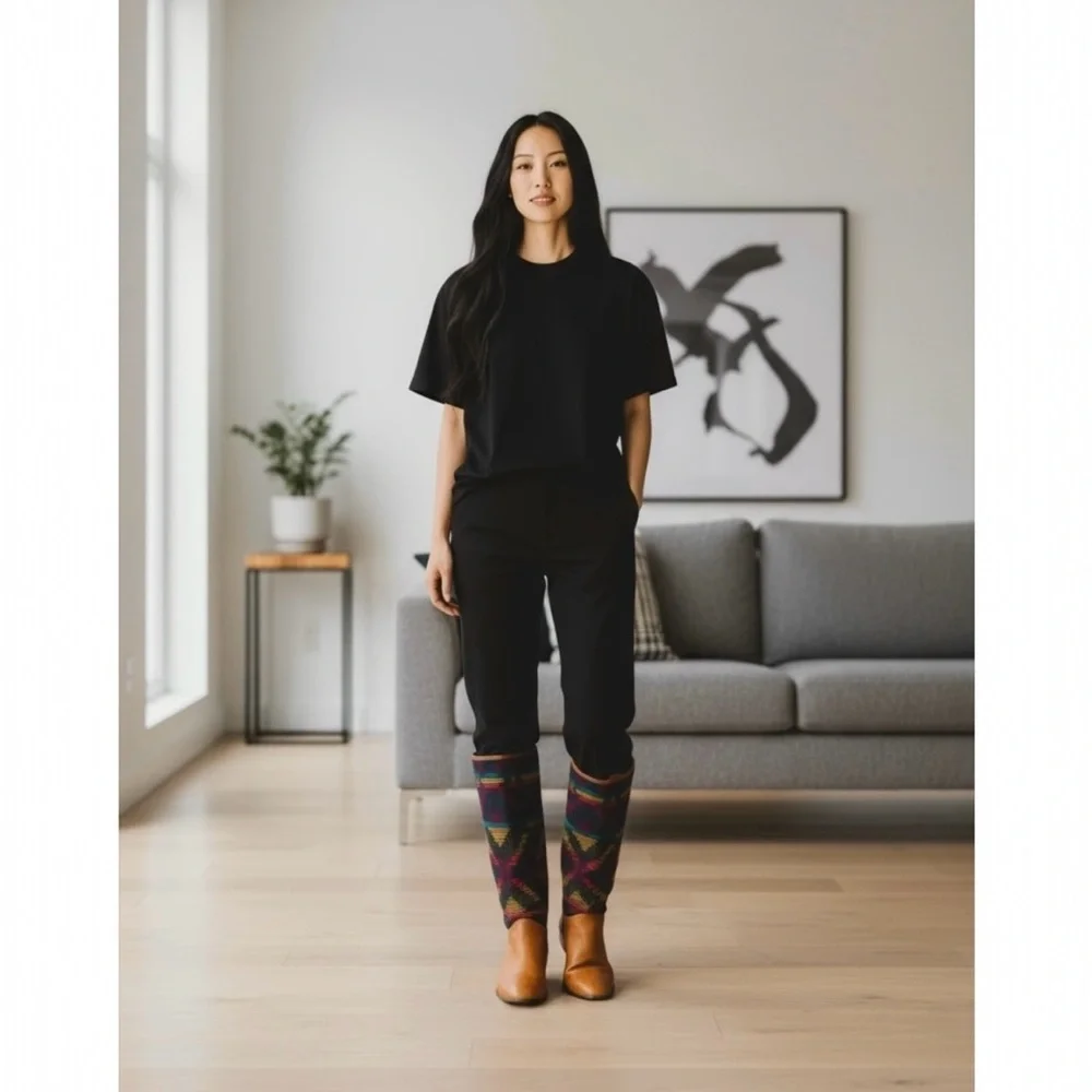 Vintage Unisa Aztec Western Boho Multicolor Knee-High Leather Boots